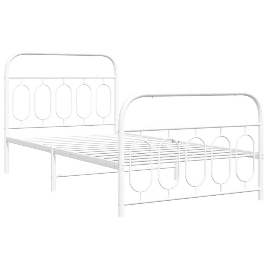 Cadre de lit métal sans matelas et pied de lit blanc 100x200 cm - 3
