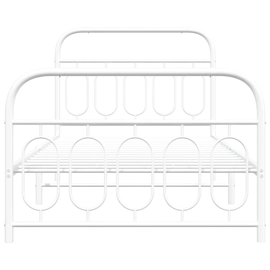Cadre de lit métal sans matelas et pied de lit blanc 100x200 cm - 4