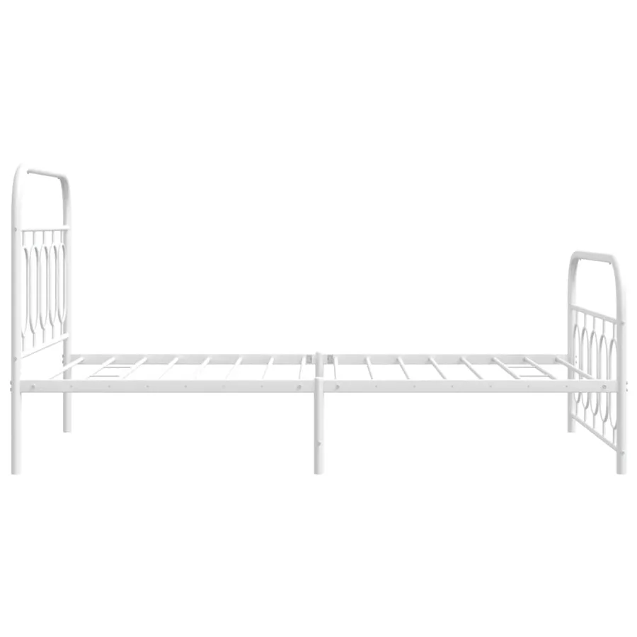 Cadre de lit métal sans matelas et pied de lit blanc 100x200 cm - 5