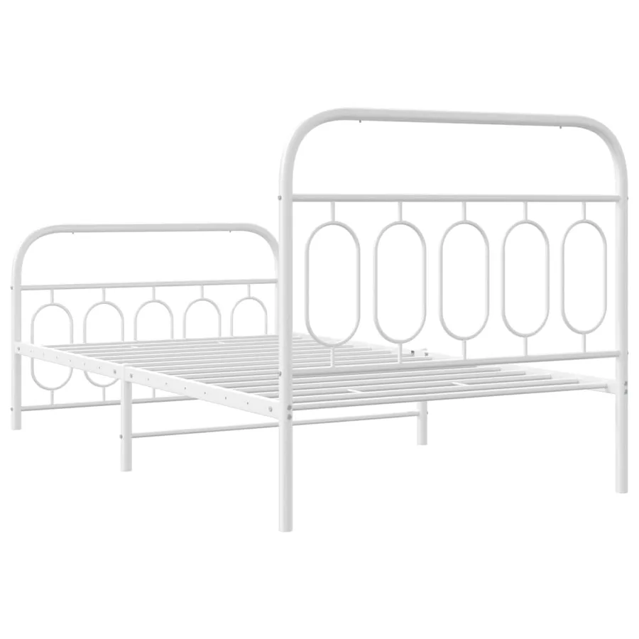 Cadre de lit métal sans matelas et pied de lit blanc 100x200 cm - 6