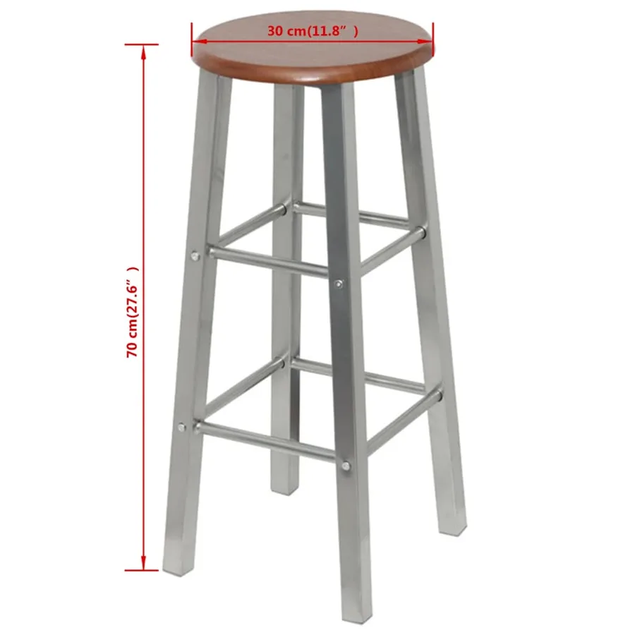 Tabouret de bar lot de 2 métal avec siège en MDF - 4