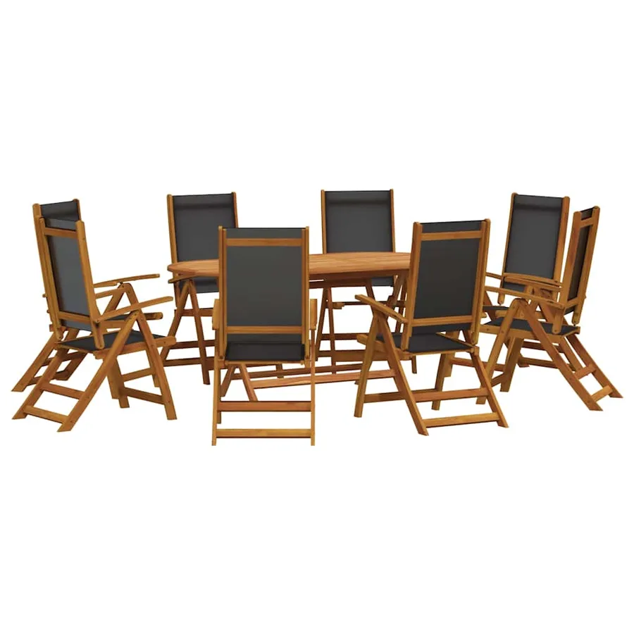Ensemble à manger de jardin 9pcs bois d'acacia solide textilène - 2