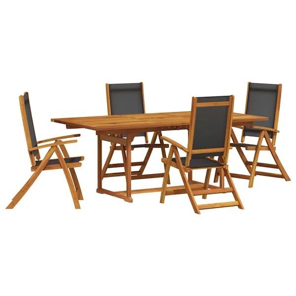 Ensemble à manger de jardin 5pcs bois d'acacia solide textilène