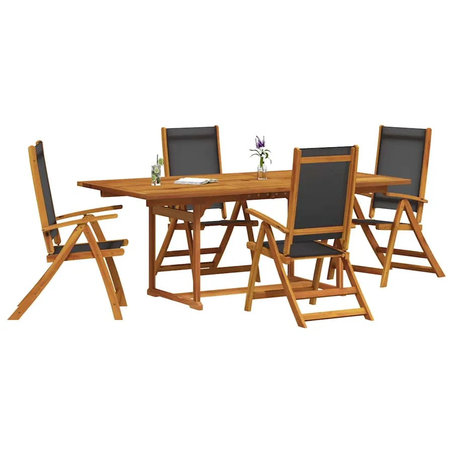 Ensemble à manger de jardin 5pcs bois d'acacia solide textilène - 2