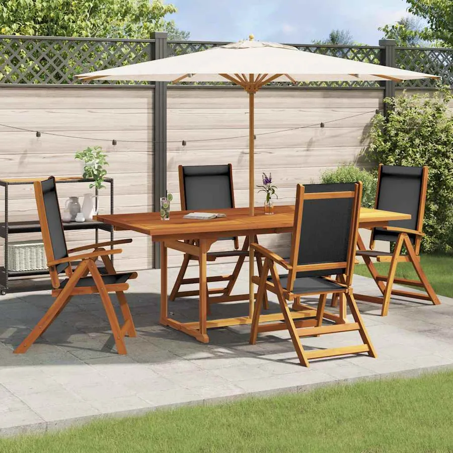 Ensemble à manger de jardin 5pcs bois d'acacia solide textilène - 3