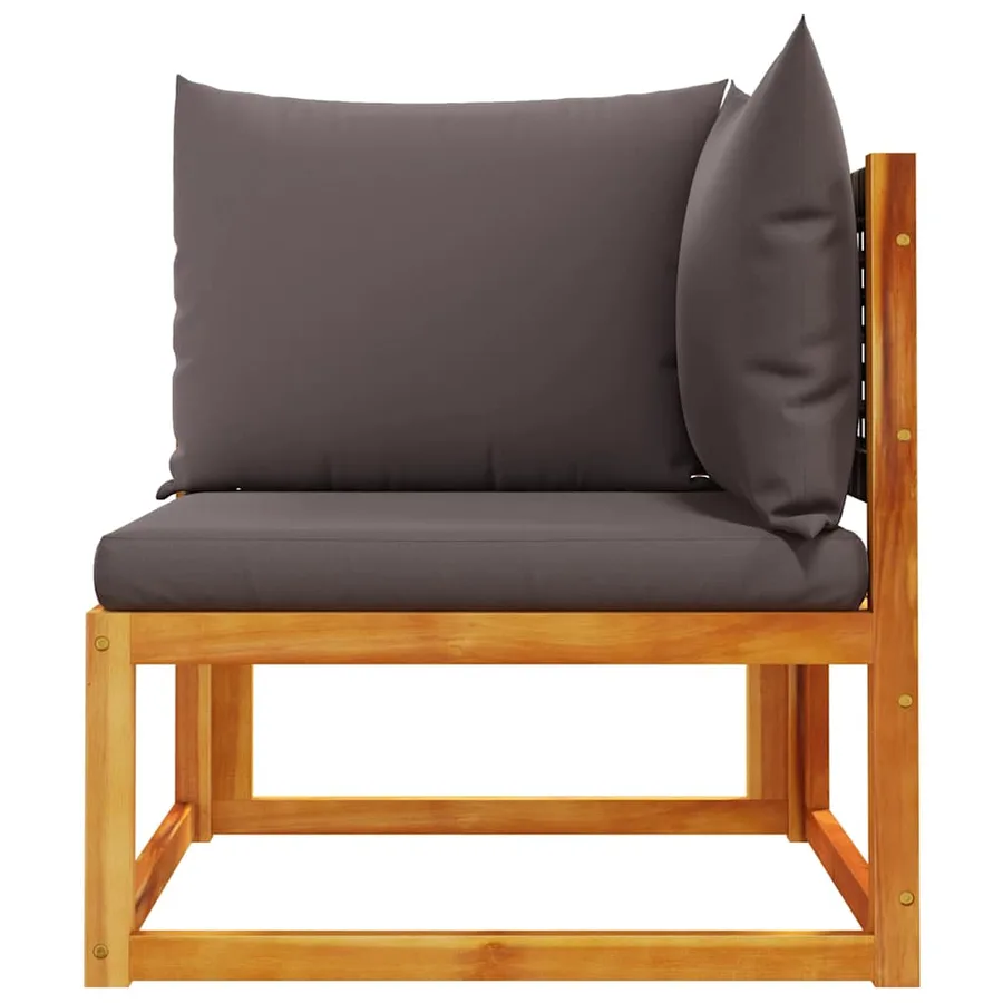 Canapé d'angle de jardin avec coussins en bois d'acacia et rotin - 4