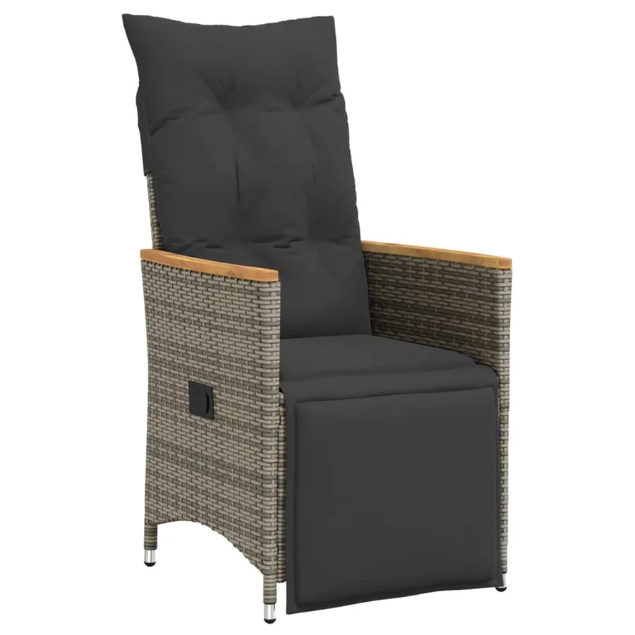 Ensemble de bistro de jardin 7 pcs coussins gris poly rotin - 3