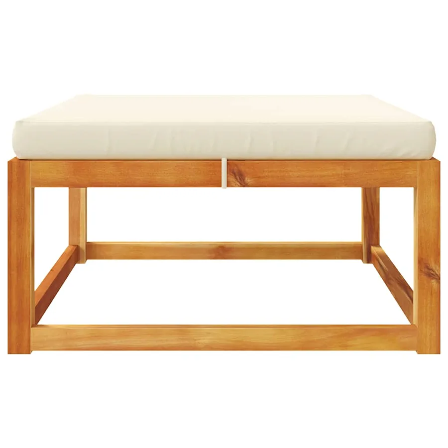 Repose-pied de jardin avec coussins bois massif d'acacia - 5