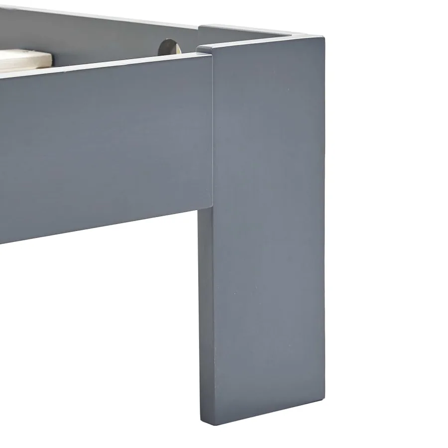 Cadre de lit sans matelas gris bois massif de pin 100x200 cm - 5
