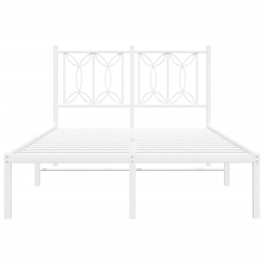 Cadre de lit métal sans matelas et tête de lit blanc 120x190 cm - 4