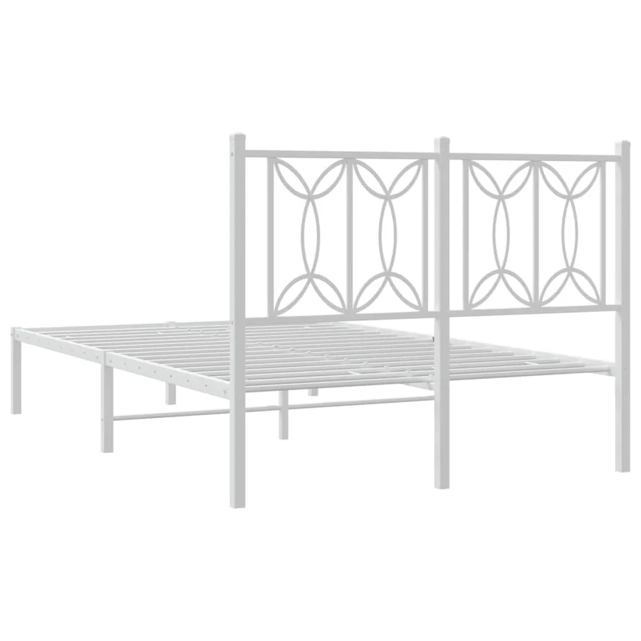 Cadre de lit métal sans matelas et tête de lit blanc 120x190 cm - 6