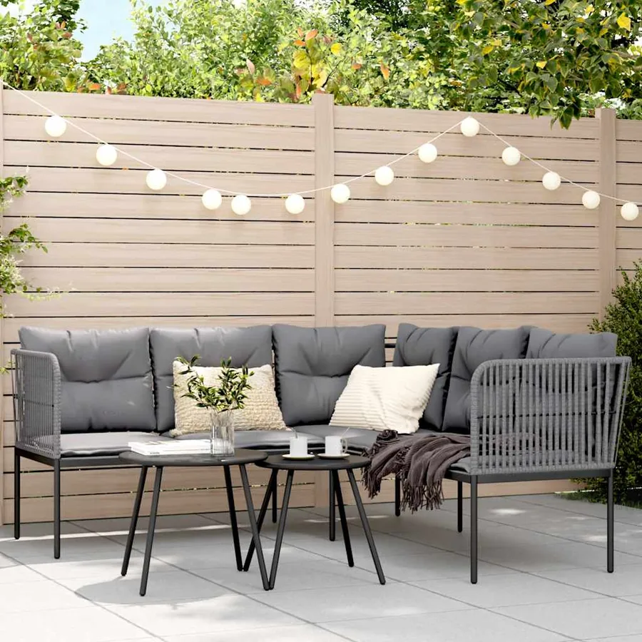 Ensemble de canapés de jardin et coussins noir acier textilène