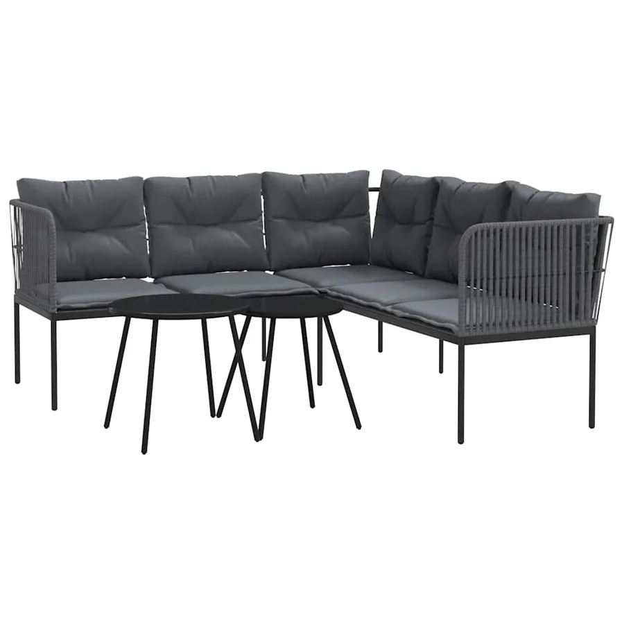 Ensemble de canapés de jardin et coussins noir acier textilène - 2