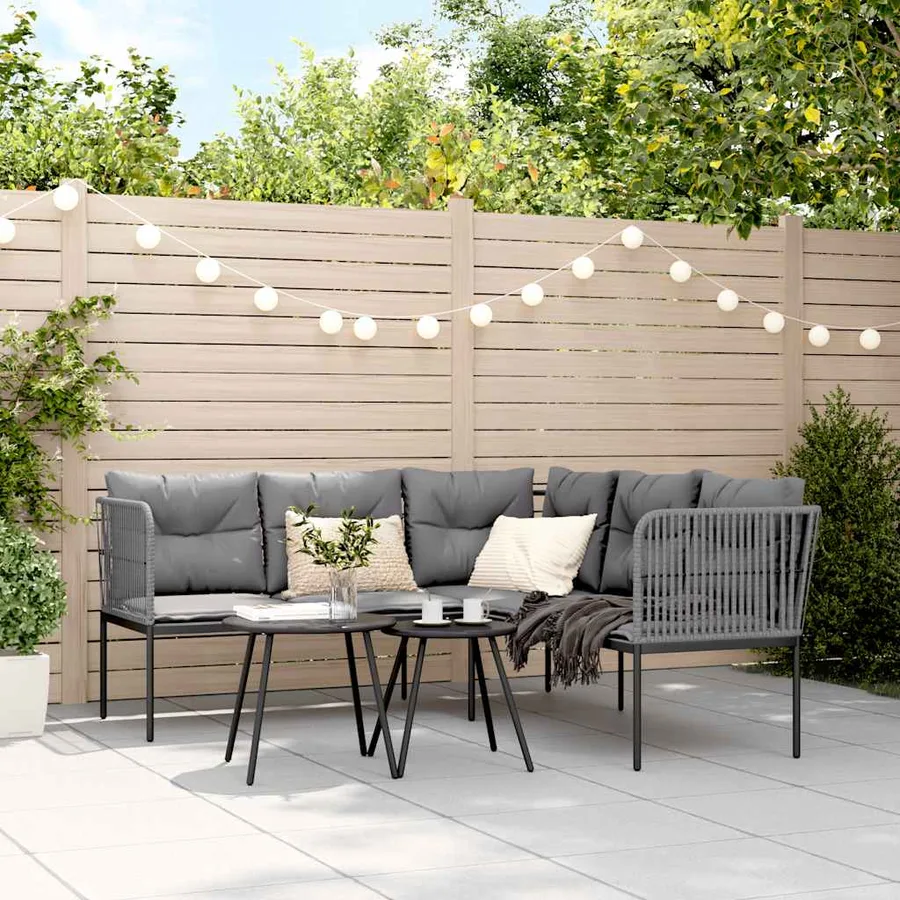Ensemble de canapés de jardin et coussins noir acier textilène - 3