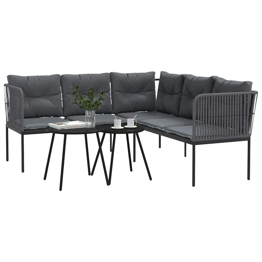 Ensemble de canapés de jardin et coussins noir acier textilène - 4