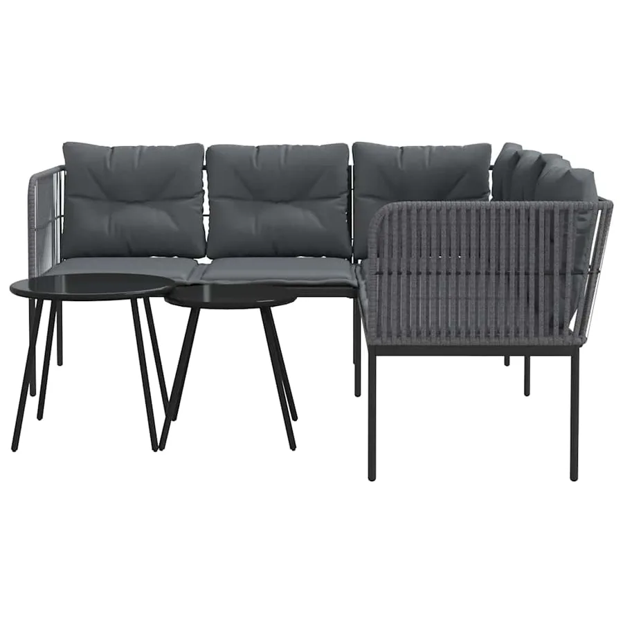 Ensemble de canapés de jardin et coussins noir acier textilène - 5