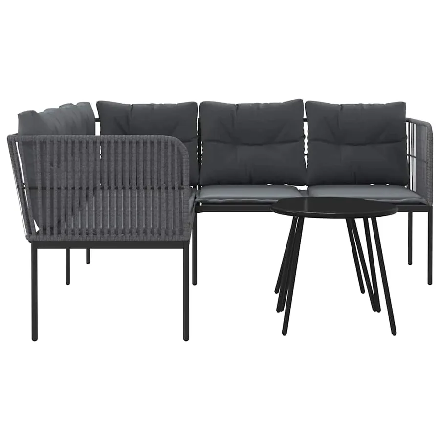 Ensemble de canapés de jardin et coussins noir acier textilène - 6