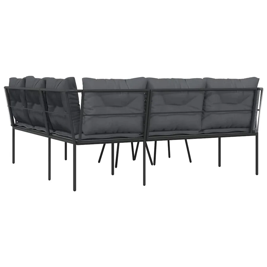 Ensemble de canapés de jardin et coussins noir acier textilène - 7