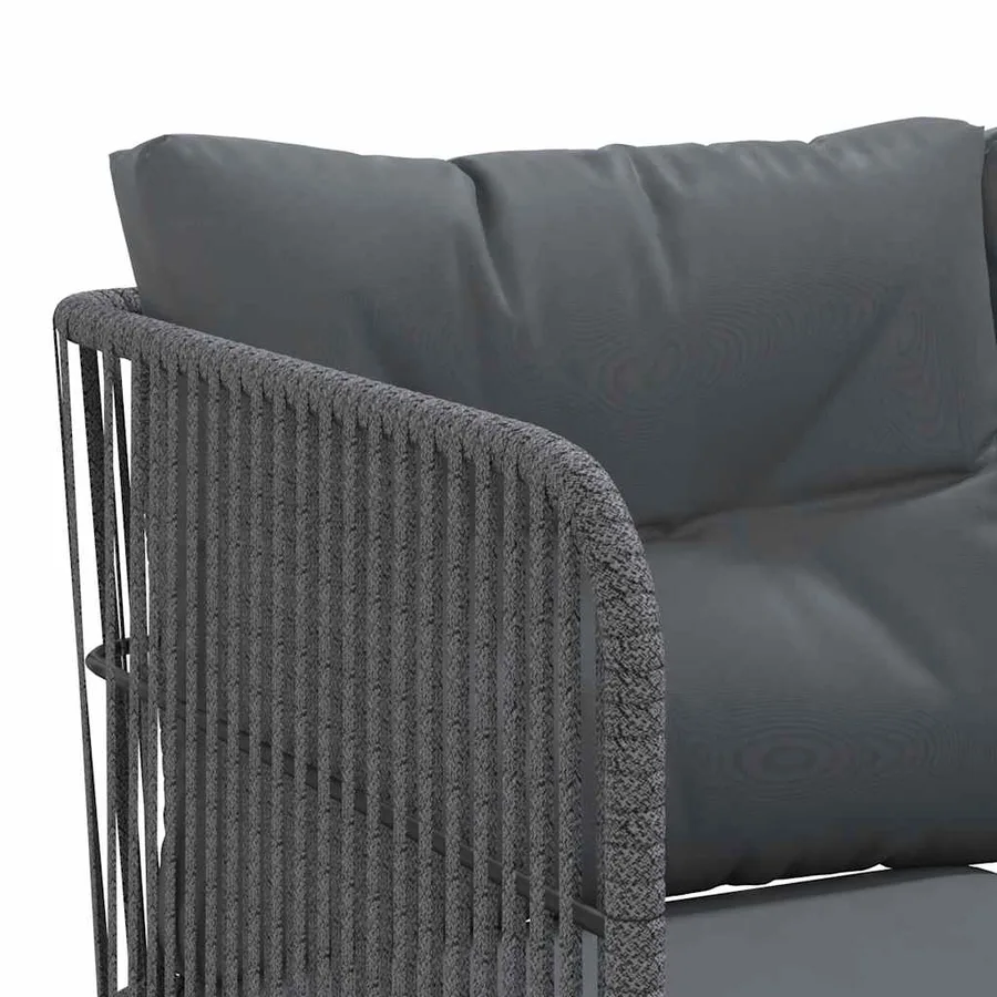 Ensemble de canapés de jardin et coussins noir acier textilène - 8