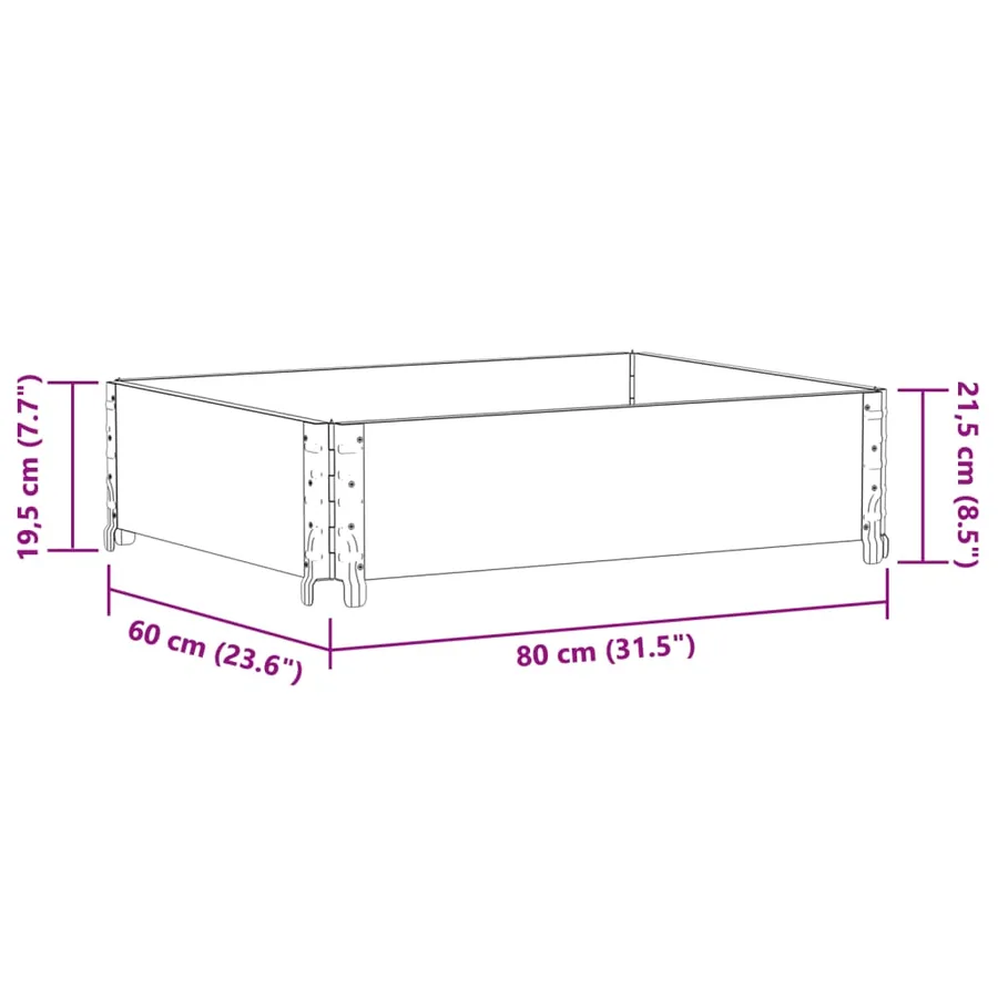 Jardinière marron 80x60 cm bois massif de pin - 8