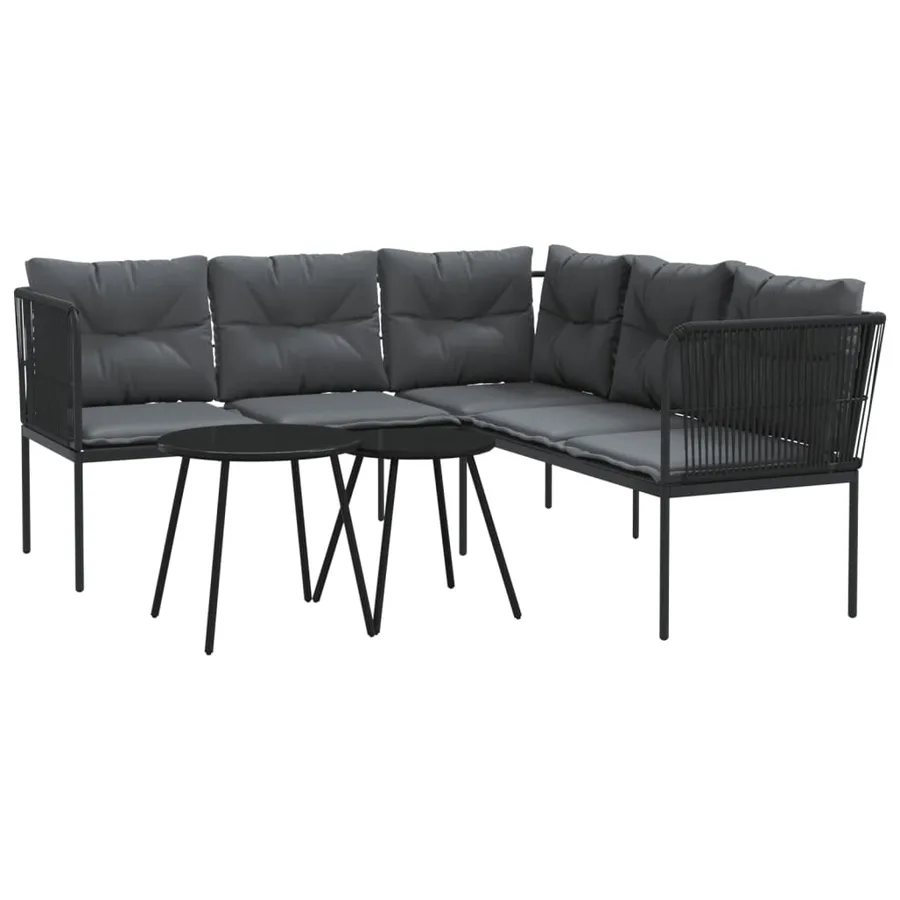 Ensemble de canapés de jardin et coussins noir acier textilène - 2