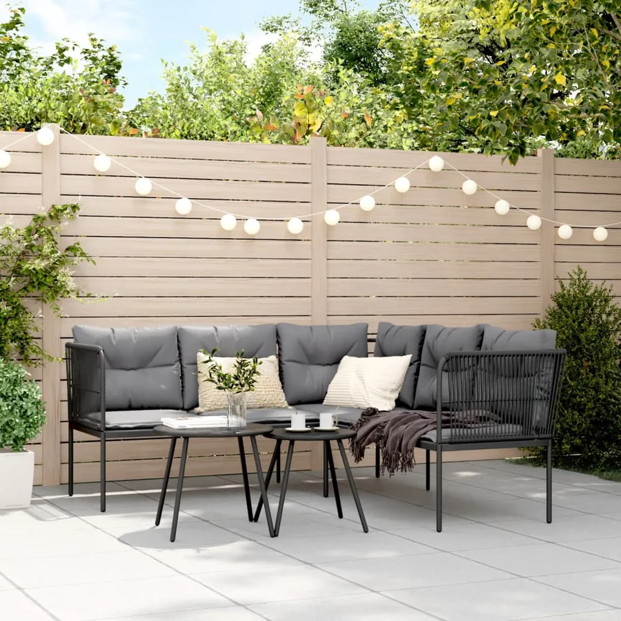 Ensemble de canapés de jardin et coussins noir acier textilène - 3