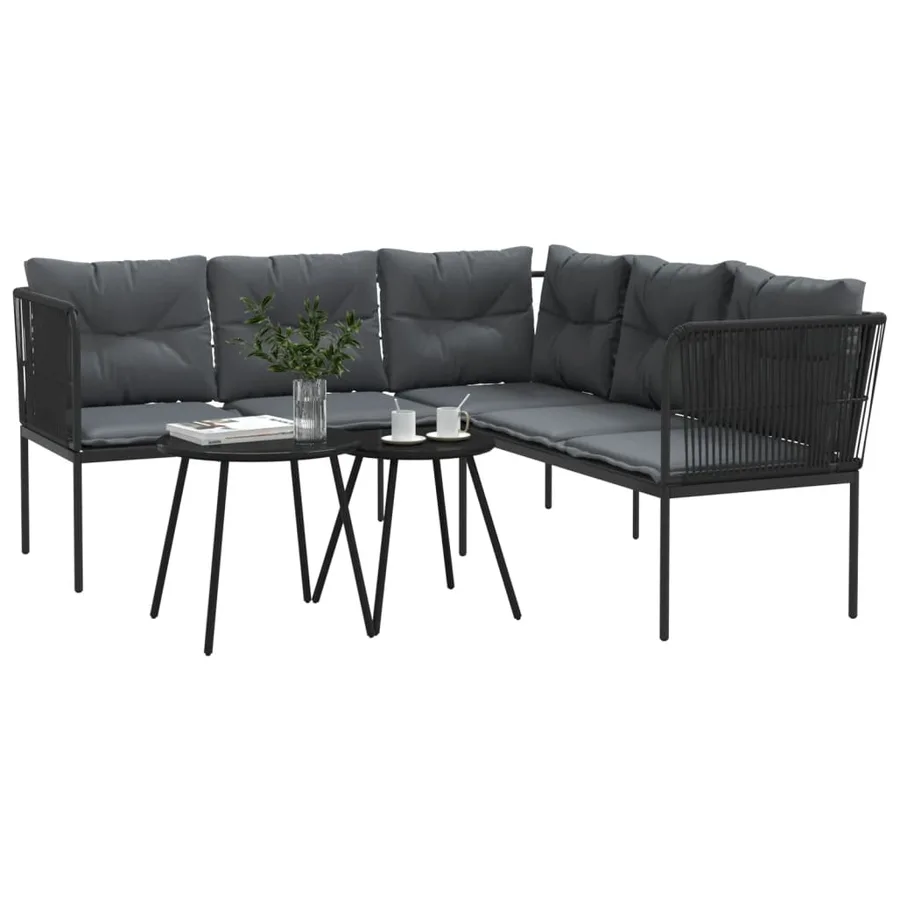 Ensemble de canapés de jardin et coussins noir acier textilène - 4