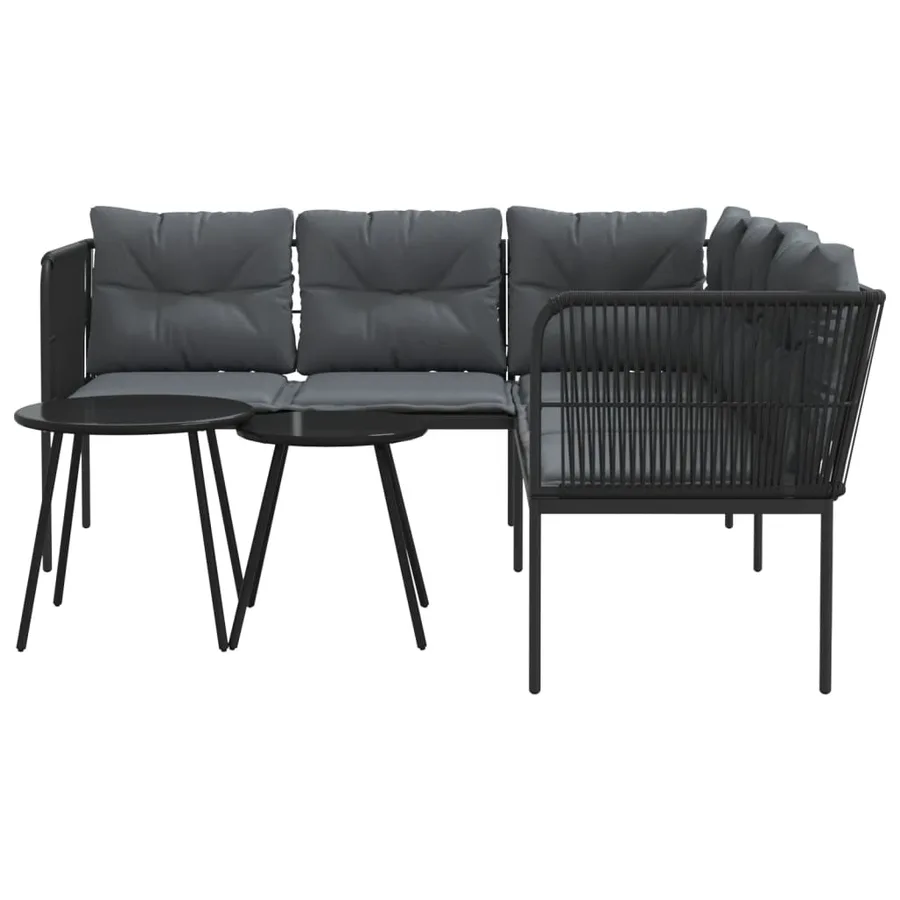 Ensemble de canapés de jardin et coussins noir acier textilène - 5