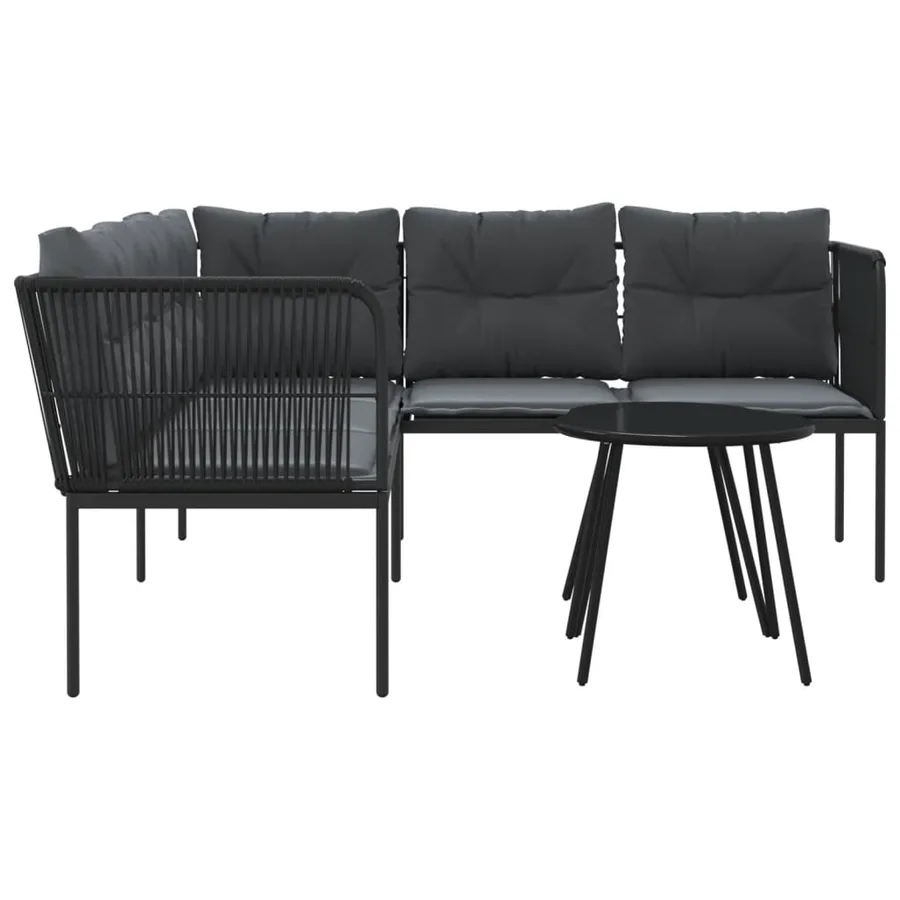 Ensemble de canapés de jardin et coussins noir acier textilène - 6