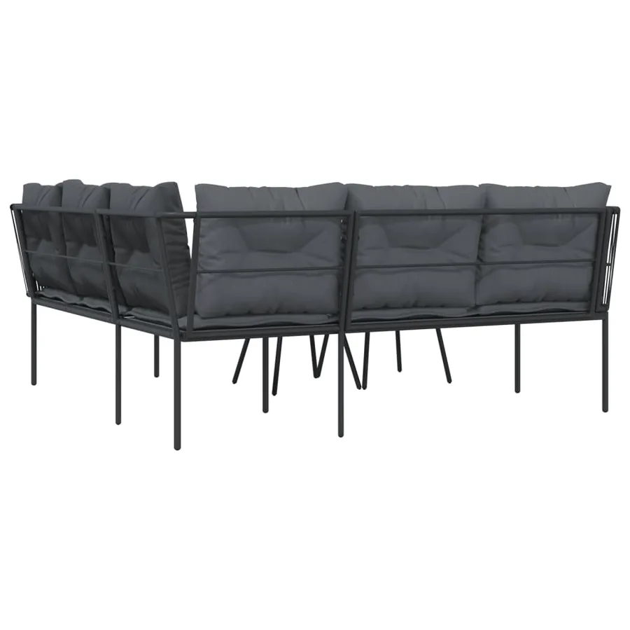 Ensemble de canapés de jardin et coussins noir acier textilène - 7