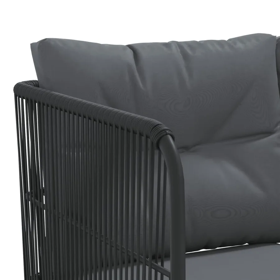 Ensemble de canapés de jardin et coussins noir acier textilène - 8