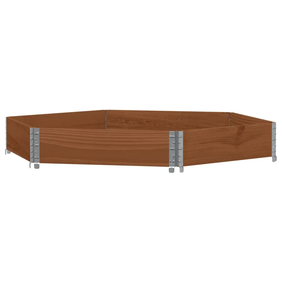 Lit surélevé hexagonale marron 160x160 cm bois pin massif - 2