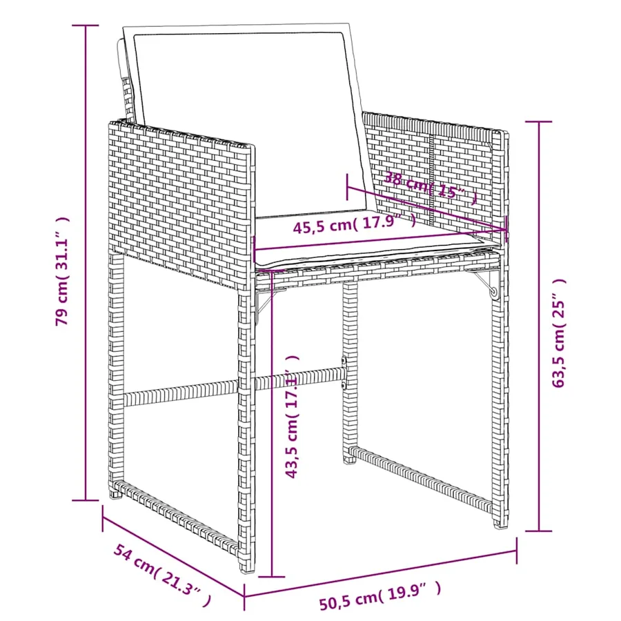 Ensemble à manger de jardin et coussins 15 pcs gris clair rotin - 13