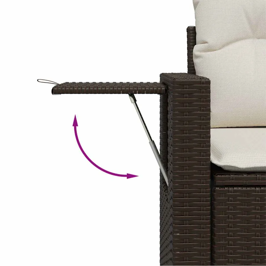 Salon de jardin 10 pcs avec coussins marron résine tressée - 8