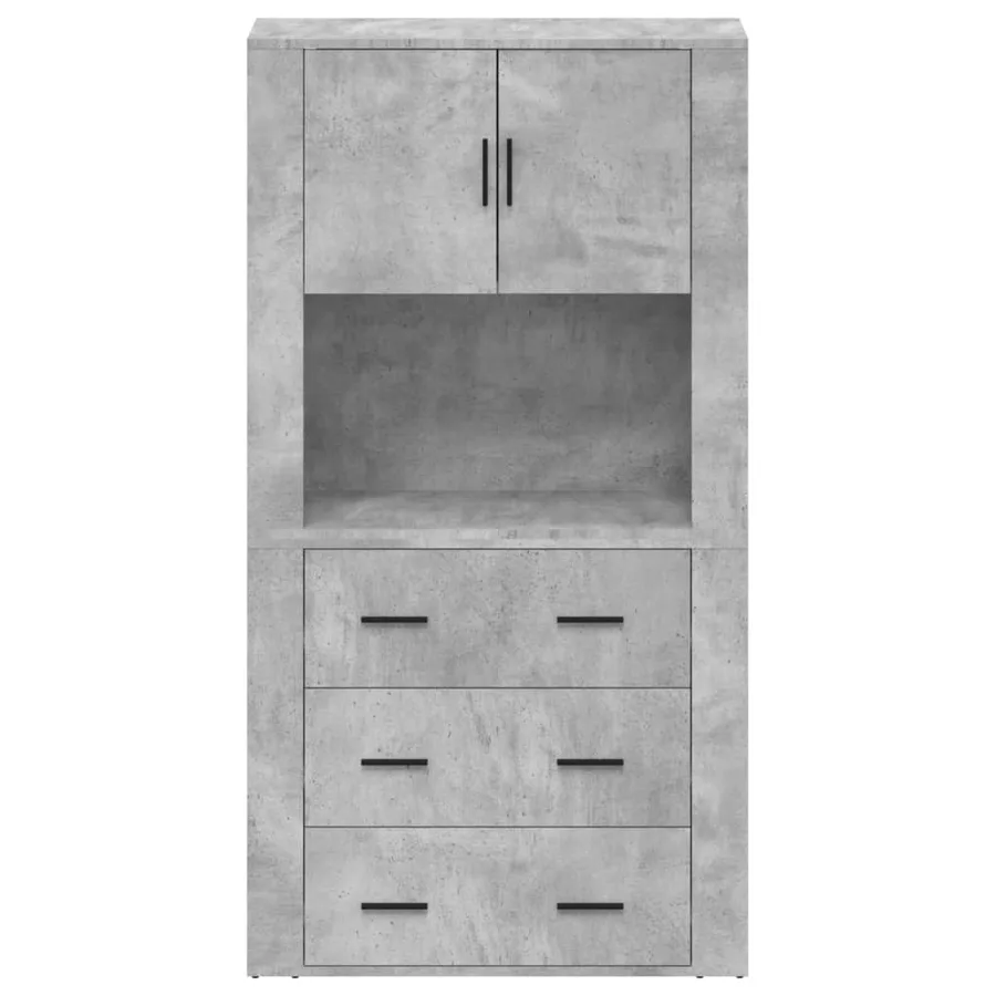 Buffet haut Gris béton Bois d'ingénierie - 8