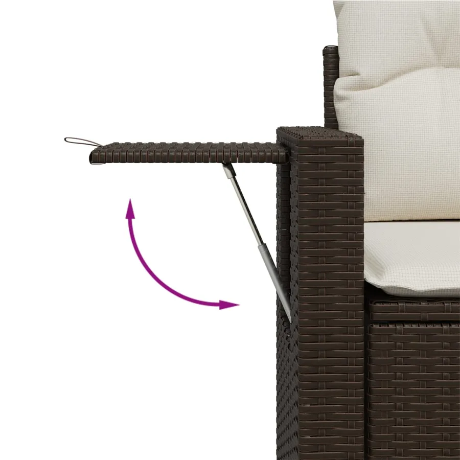 Salon de jardin 8 pcs avec coussins marron résine tressée - 9