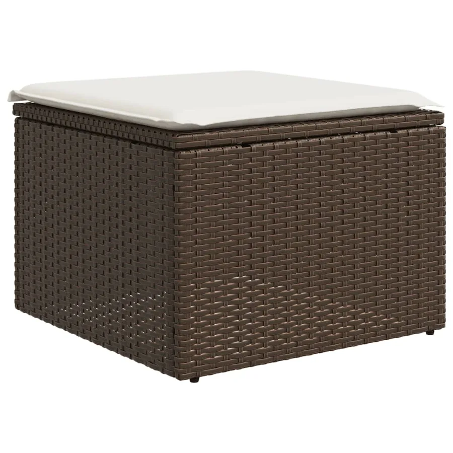 Salon de jardin avec coussins 9 pcs marron résine tressée - 7