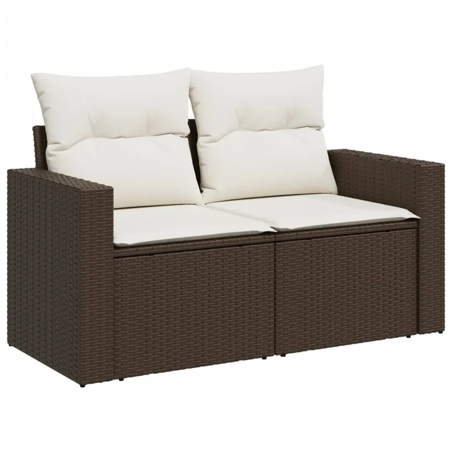Salon de jardin avec coussins 9 pcs marron résine tressée - 6