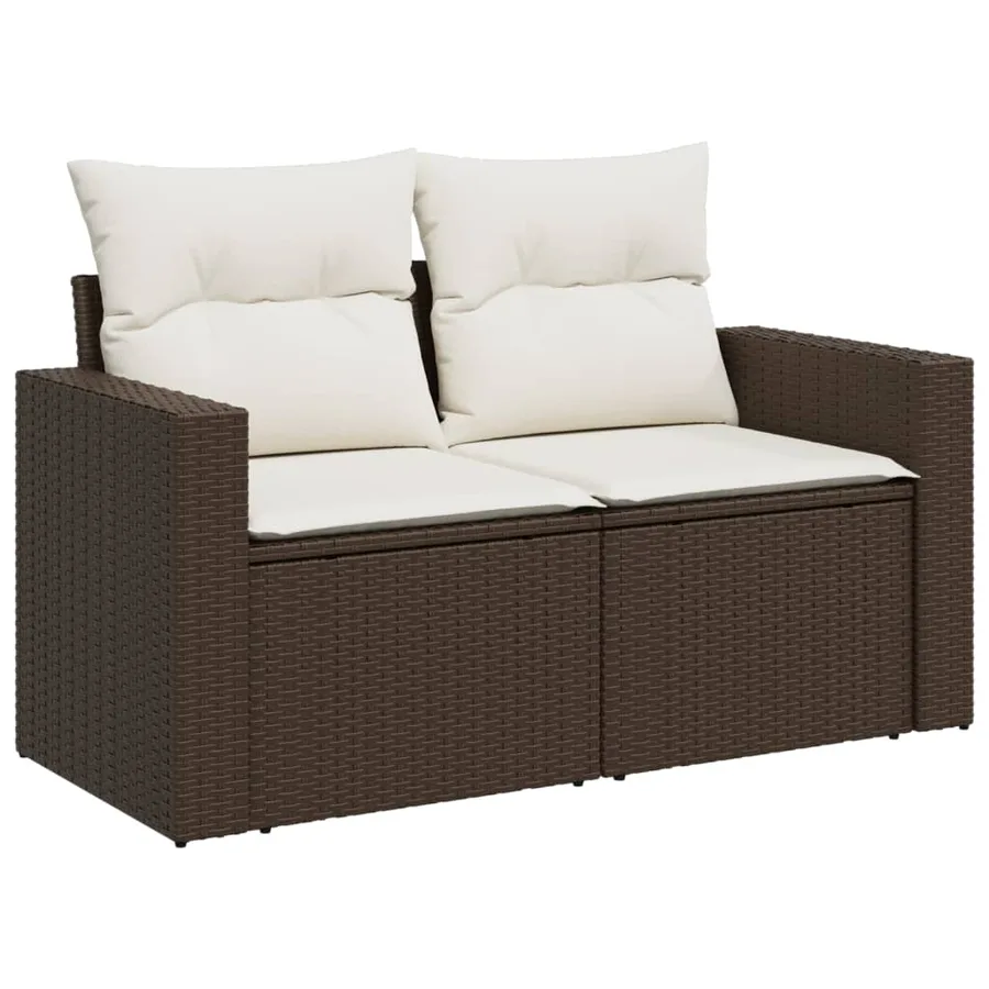 Salon de jardin avec coussins 7 pcs marron résine tressée - 19