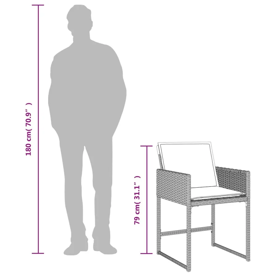 Ensemble à manger de jardin et coussins 7 pcs gris clair rotin - 11