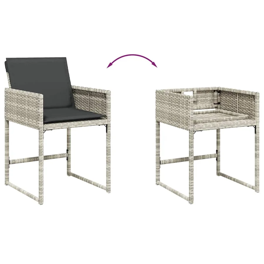 Ensemble à manger de jardin et coussins 9 pcs gris clair rotin - 10