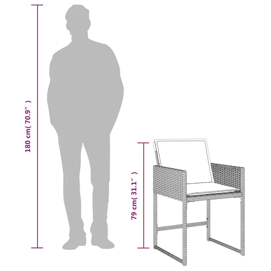 Ensemble à manger de jardin et coussins 9 pcs gris clair rotin - 14