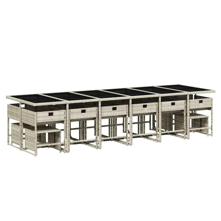 Ensemble à manger de jardin et coussins 17 pcs gris clair rotin - 4