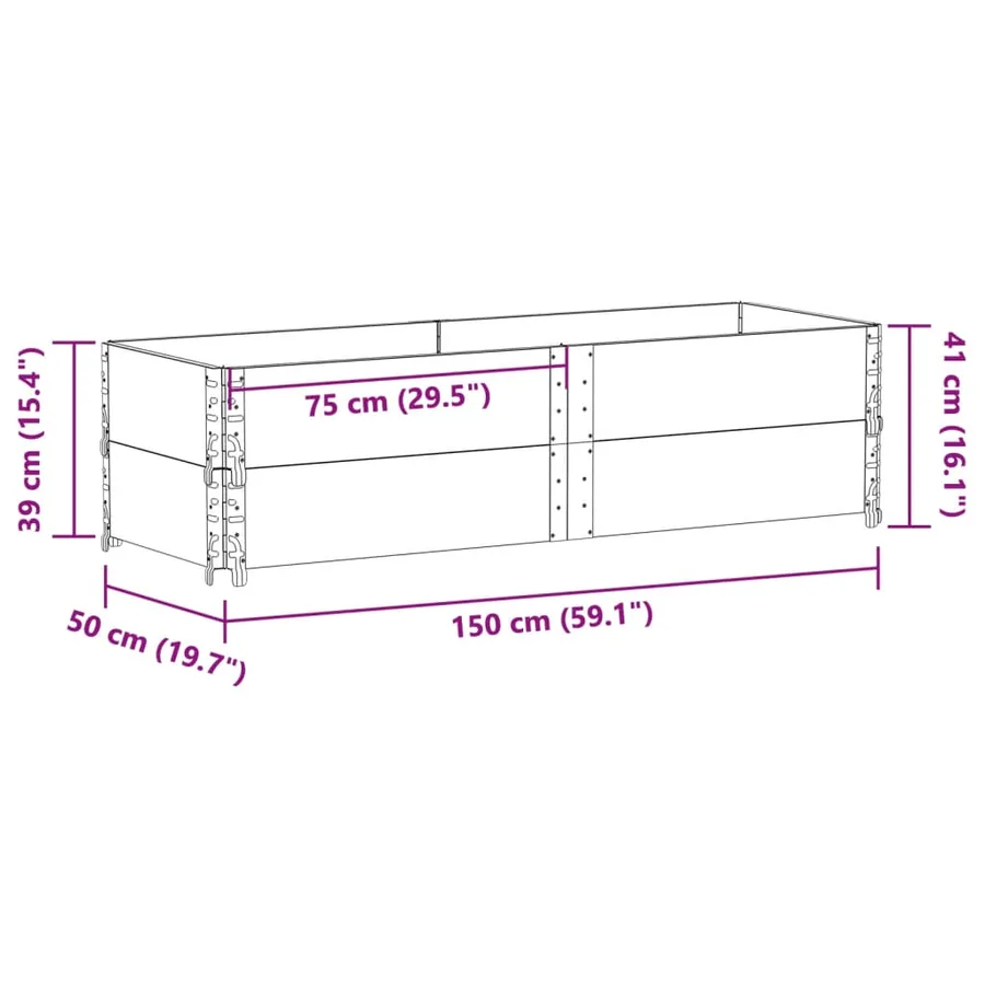 Jardinière marron 150x50 cm bois massif de pin - 7
