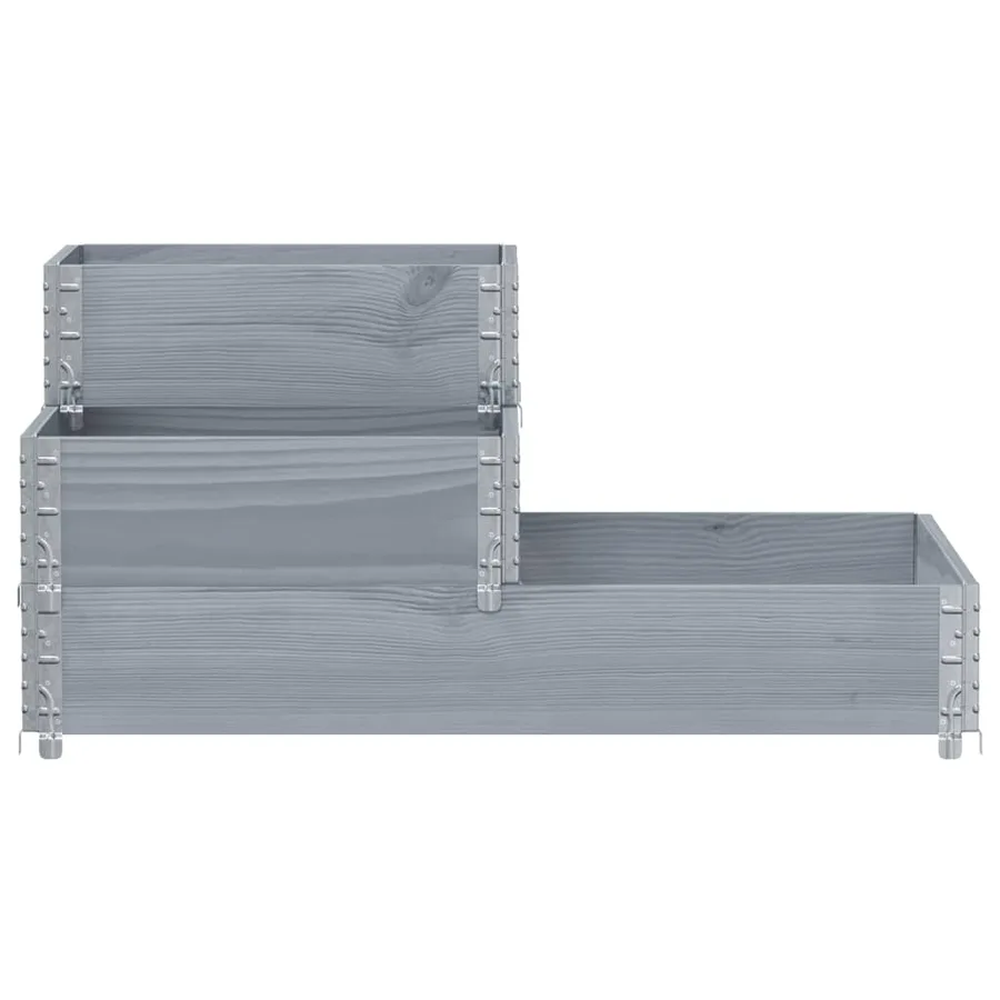 Lit surélevé à 3 niveaux gris 120x80 cm bois de pin massif - 3