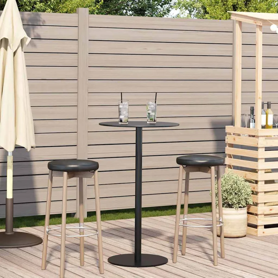 Table de jardin ronde noir Ø60x105 cm acier - 3