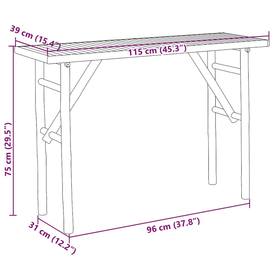 Table console 115x39x75 cm bambou - 7