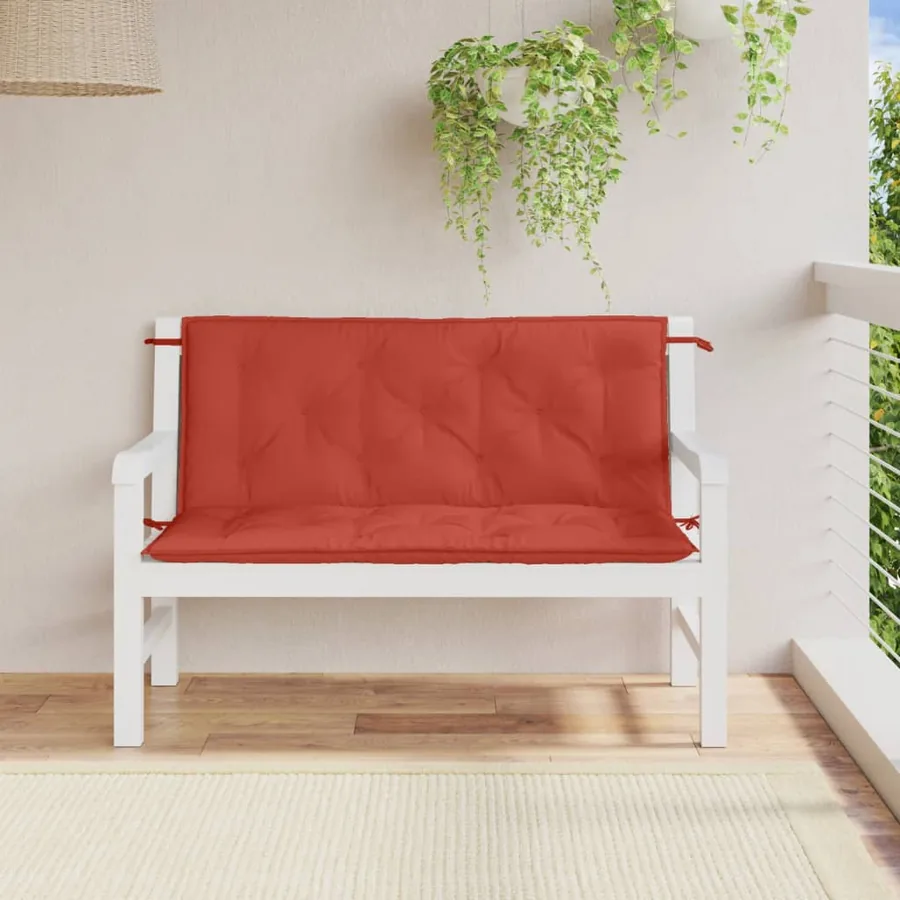 Coussins de banc de jardin lot de 2 rouge mélangé tissu - 3