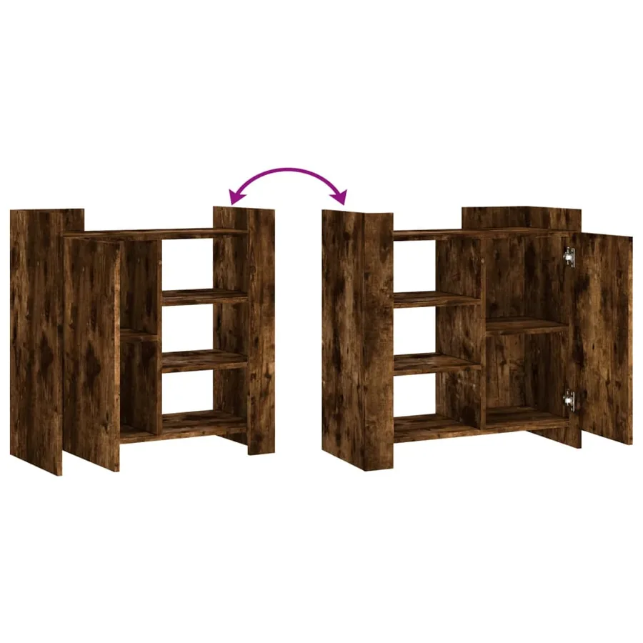Buffet chêne fumé 73,5x35x75 cm bois d'ingénierie - 8