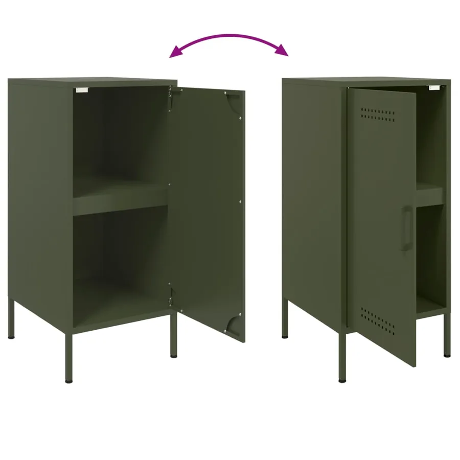Buffets 2 pcs vert olive 36x39x79 cm acier - 11